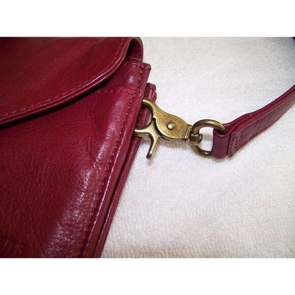 Leather Crossbody Wallet Purse Wristlet Burgundy Convertible Bag Removable Strap - Picture 5 of 16